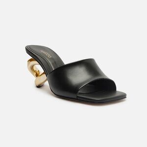 Arezzo Brielle High Geometric Sandal Black Genuine Leather